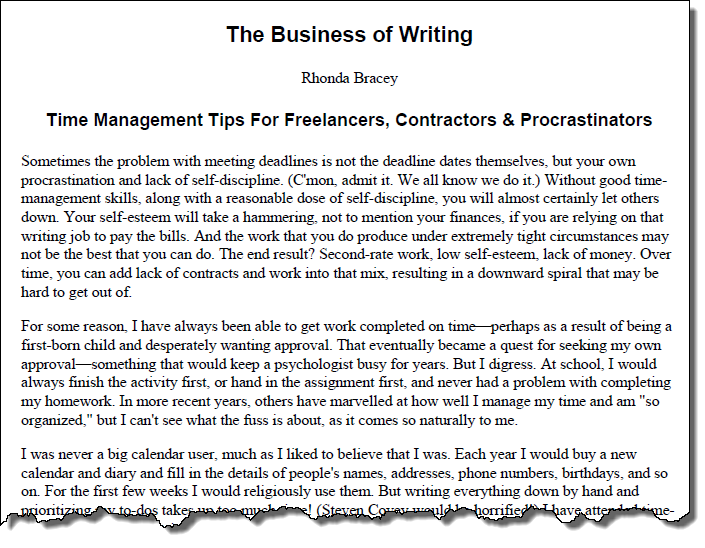 Screenshot from the Time Management Tips for Freelancers, Contractors, and Procrastinators article