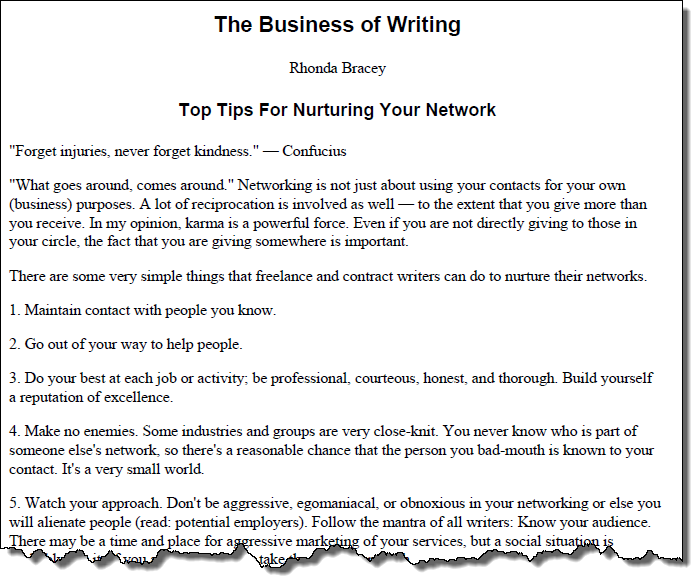 Screenshot from the Top Tips for Nurturing Your Network article